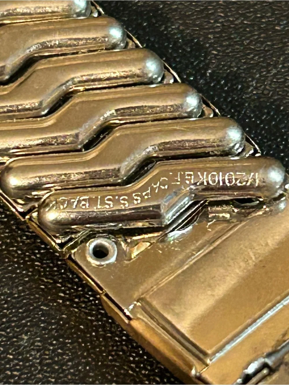 Men's Estate 40s 16mm Stone Wall 1/20 10kt Gold Filled Watch Band Lizard Leather